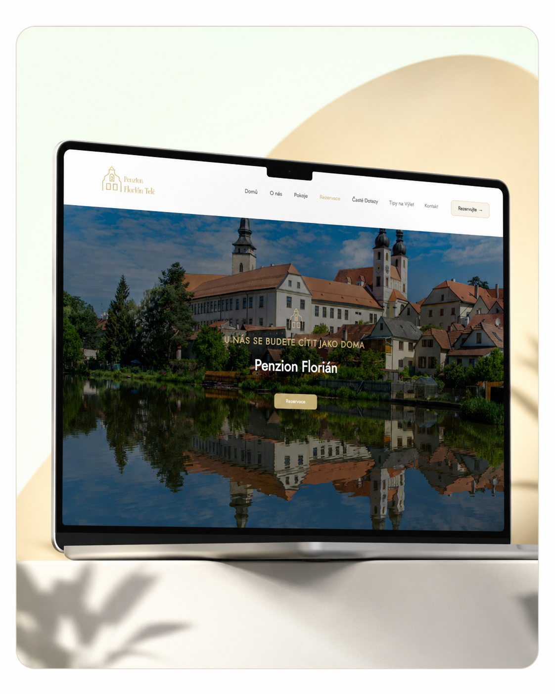 Náhled webu Penzion Florián Telč na notebooku