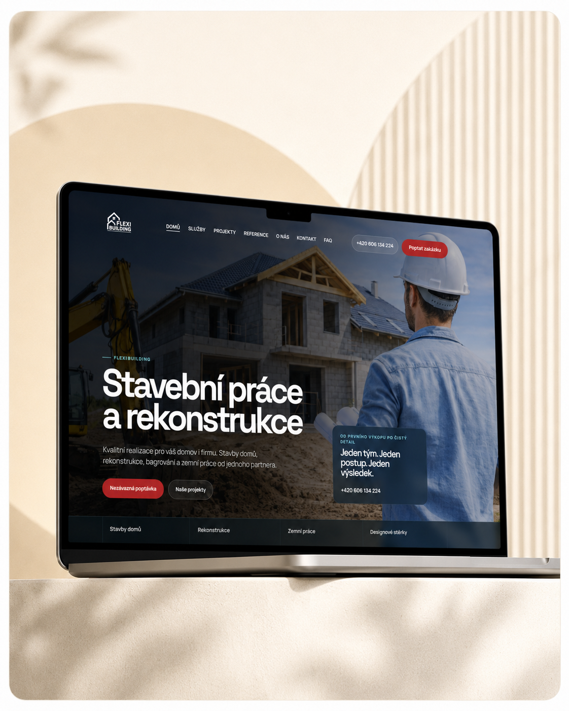 Náhled webu FlexiBuilding Telč na notebooku